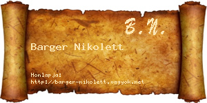 Barger Nikolett névjegykártya